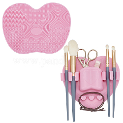 Gorgecraft organizador de cepillo de maquillaje de silicona y cepillo de limpieza de maquillaje de silicona, rosa, 2 PC / sistema