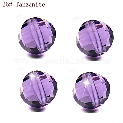 Имитация австрийских кристаллов, класс AAA, граненые, круглые, средне фиолетовый, 6 мм, отверстие : 0.7~0.9 мм