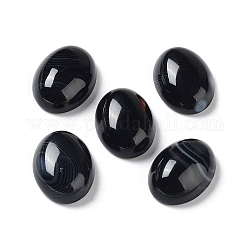 Cabuchones de ágata rayada natural / ágata rayada, teñido y climatizada, oval, negro, 16x12x5.5mm