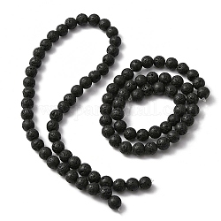 Fili di perle rotonde di roccia lavica naturale, 8mm, Foro: 1 mm, circa 47pcs/filo, 15.70'' (39.88 cm)