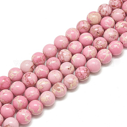 Синтетические имперские нитки из бисера яшмы, окрашенные, круглые, розовый жемчуг, 6 мм, отверстие : 1 мм, около 68 шт / нитка, 15.7 дюйм
