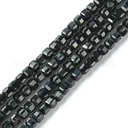 Натуральный черный турмалин бисер нитей, граненые, кубические, 2~2.5x2~2.5x2~2.5 мм, отверстие : 0.6 мм, около 171~175 шт / нитка, 15.04~15.35 дюйм (38.2~39 см)