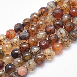 Natural Dragon Veins Agate Beads Strands, Round, 6mm, Hole: 0.8mm, about 63pcs/strand, 15.7 inch