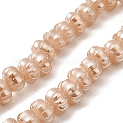 Perles de verre galvanoplastiques plaquées lustre nacré, deux tons, citrouille, peachpuff, 9x11x12mm, Trou: 1.2mm, Environ 74 pcs/chapelet, 23.23 pouce (59 cm)