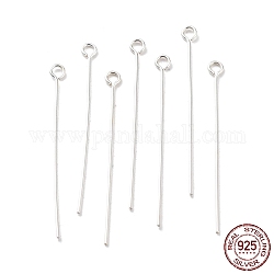 925 Sterling Silver Eye Pins, Silver, 24 Gauge, 25x2.5x0.5mm, Hole: 1.4mm