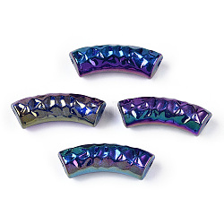 Acrylic Tube Beads, Curved Tube, AB Color Plated, Faceted, Purple, 32x12x9.5mm, Hole: 2mm