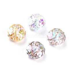 Perle di cristallo austriache imitazione di vetro, ab colore placcato, sfaccettato, rotondo e piatto, colore misto, 8x5.5mm, Foro: 1.5 mm