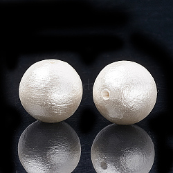 Compressed Cotton Pearl Beads, Eco-Friendly, Dyed, Round, White, 16~16.5mm, Hole: 1.5mm