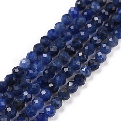 Chapelets de perles en sodalite naturelle, facette, ronde, 3mm, Trou: 0.6mm, Environ 126 pcs/chapelet, 15.16 pouce (38.5 cm)