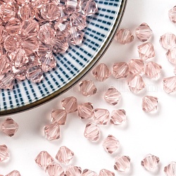 Abalorios de cristal checas, facetados, bicono, rosa, 6 mm de diámetro, agujero: 0.8 mm, 144 unidades / bruto