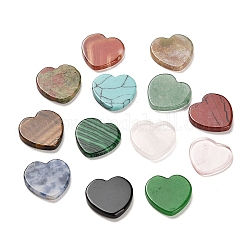 Cabujones de piedras preciosas mixtas naturales & sintéticas, corazón, 14x14x1.5~2mm