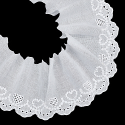 Mayjoydiy 米国 7.5 ヤード フラット コットン刺繍 ハート リボン  服装アクセサリー  ホワイト  3インチ（75mm）