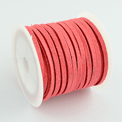 Faux Suede Cord, Faux Suede Lace, Salmon, 3x1.5mm, about 5.46 yards(5m)/roll, 25rolls/bag