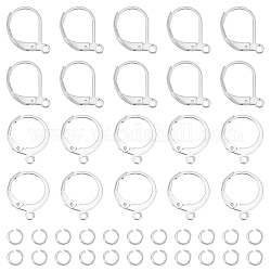 Unicraftale 120 pièce 2 styles 304 boucles d'oreilles à levier en acier inoxydable avec 180 anneaux ouverts, trou de 1~1.5 mm, boucles d'oreilles en métal avec boucle pour la fabrication de bijoux, couleur acier inoxydable