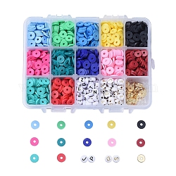 Eco-Friendly Handmade Polymer Clay Beads, with Acrylic Beads, Brass Spacer Beads, Plating Acrylic Beads, Mixed Color, 8x1.5mm, Hole: 2mm