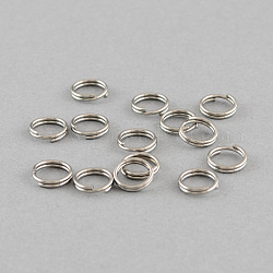 304 acero inoxidable anillos partidos, anillos de salto de doble bucle, color acero inoxidable, 8x1.4mm, diámetro interior: 6.6 mm, solo alambre: 0.7mm