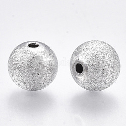 Beschichtung Acryl-Perlen, strukturiert, Runde, Silber, 10x9 mm, Bohrung: 2 mm