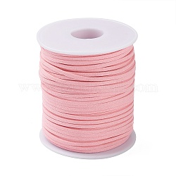 Cordón de gamuza sintética de 45 m, encaje de imitación de gamuza, rosa, 2~2.5x1.5~2mm, alrededor de 50 yarda (45 m) / rollo