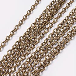 Iron Cable Chains, Unwelded, with Spool, Oval, Antique Bronze, 3x2mm, about 305.11 Feet(93m)/roll