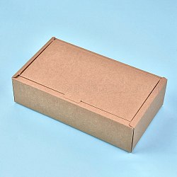 Scatola regalo di carta kraft, scatole pieghevoli, rettangolo, Burlywood, prodotto finito: 25x14x6.6 cm, dimensione interna: 23x13x6.5 cm, dimensione interna: 23x13x6.5 cm, dimensioni di apertura: 44.3x55.4x0.03 cm e 36.6x35x0.03 cm