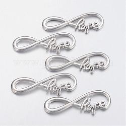 Tibetan Style Alloy Infinity with Hope Links connectors, Cadmium Free & Nickel Free & Lead Free, Platinum, 15x39x2mm