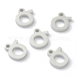 304 Stainless Steel Charms, Greek Alphabet, Stainless Steel Color, Letter.S, 10x10x1.5mm, Hole: 1.5mm