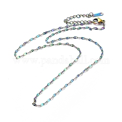 Placage ionique (ip) 304 collier de chaîne en acier inoxydable pour hommes femmes, couleur arc en ciel, 15.51 pouce (39.4 cm)