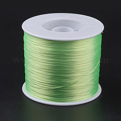 Cuerda de cristal elástica plana coreana, Hilo de cuentas elástico, para hacer la pulsera elástica, verde césped, 0.5mm, alrededor de 546.8 yarda (500 m) / rollo