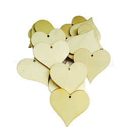 Pendenti a fette di dischi a forma di cuore in legno grezzo, pezzi di legno per l'artigianato di abbellimento fai da te, papayawhip, 2cm, 100pcs/scatola