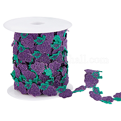 Nbeads Polyester Lace Trim, Grape Pattern, with Spool, Purple, 5/8