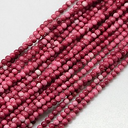 Fossiles synthétique perles rondes brins, teints et chauffée, rouge foncé, 3mm, Trou: 1mm, Environ 133 pcs/chapelet, 15.74 pouce