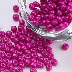 Perle di vetro per la cottura di vernici, tondo, rosso viola medio, 3x1.5~3mm, Foro: 1 mm, circa 10000pcs/scatola, su 450 g / borsa