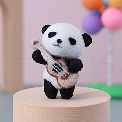 Panda pendentif décoration bricolage aiguille feutrage kits débutants, y compris la laine, aiguille à feutrer, panneau de mousse, instruction, guitare, 50mm
