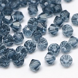 Imitacion 5301 Bicone Beads, abalorios de vidrio transparente facetados, azul marino, 4x3mm, agujero: 1 mm, aproximamente 720 unidades / bolsa