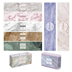 Étiquette de papier de savon de modèle de texture de pierre, emballages de savon, rectangle, pour emballage de savon, motif de marbre, 50x210mm, 9 style, 10 pièces / style, 90 pièces / kit