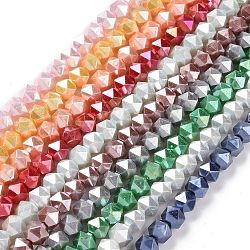 Abalorios de perla de vidrio, facetados, polígono, color mezclado, 7.5x7.5mm, agujero: 1 mm, aproximamente 49 pcs / cadena, 14.09 pulgada (35.8 cm)