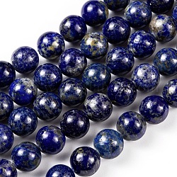 Natürliche Lapislazuli runde Perlen Stränge, 10 mm, Bohrung: 1 mm, ca. 38 Stk. / Strang, 15.5 Zoll