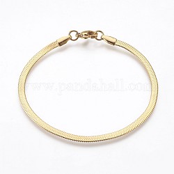 Placage ionique (ip) 304 bracelets en chaîne à chevrons en acier inoxydable, avec fermoir pince de homard, or, 7-1/4 pouce (18.5 cm), 3mm