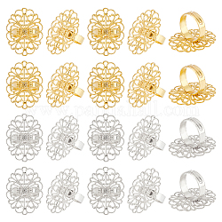 Arricraft 20 pièces 2 couleurs bagues en laiton, bases d'anneau en filigrane, pour les anneaux antiques faisant, réglable, platine et d'or, 17mm, 10 pcs / couleur