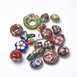 Handmade Cloisonne Perlen, Mischform, Mischfarbe, 9~27x7~23x5~13 mm, Bohrung: 1 mm