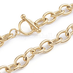 304 Edelstahl-Kabelketten Halsketten, mit Knebelverschlüsse, golden, 18.11 Zoll (46 cm)