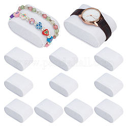 Présentoirs de bijoux d'oreiller de bracelet de tissu de charpie, support d'affichage de coussin de montre ovale, blanc, 7.2x4.6x3.8 cm
