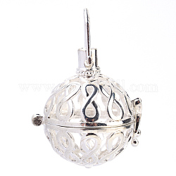Подвески из латуни, для ожерелья, полые круглые с бесконечностью, серебристый цвет, 29x26x21.5 мм, отверстие : 6x8 мм, внутренней меры: 18 мм