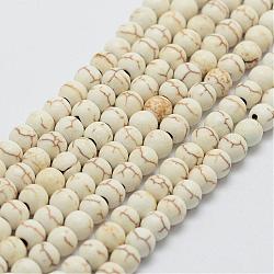 Hebras de perlas sintéticas de magnesita, redondo, 4mm, agujero: 1 mm, aproximamente 100 pcs / cadena, 14 pulgada