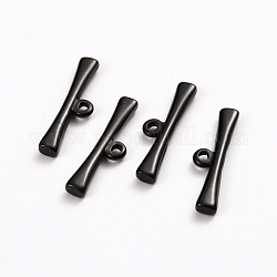 304 Stainless Steel Toggle Clasps Parts, Bar, Electrophoresis Black, 21x6x2.5mm, Hole: 1.5mm