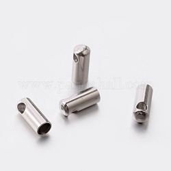 201 Stainless Steel Cord Ends, Stainless Steel Color, 7.5x3mm, Hole: 2mm, 2.5mm inner diameter