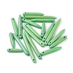 Natürliche Howlith Perlen, Stoßzahn Form, gefärbt, lime green, 20~50x5 mm, Bohrung: 1 mm