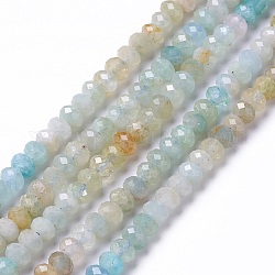 Natürliche Aquamarin Perlen Stränge, facettiert, Rondell, 5x3.5 mm, Bohrung: 0.9 mm, ca. 106~107 Stk. / Strang, 15.35~15.55 Zoll (39~39.5 cm)