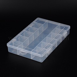 Kunststoff-Kügelchen Container, 13 Fächer, Teiler sind beweglich, Transparent, 27x17.9x4.3 cm
