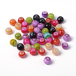 Mixed Spray Painted Glass Round Beads, Mixed Color, 9.5~10mm, Hole: 1.5mm

